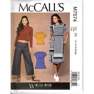 McCall's M7574 Misses 14 to 22 Tops, Tunic and Dress Uncut Sewing Pattern New